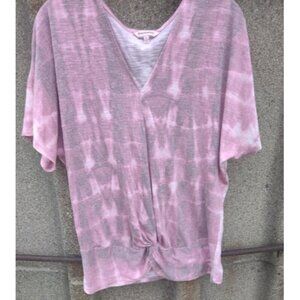 Vintage Juicy Couture Blouse Top Womens Size Large Pink V Neck Short Sleeve